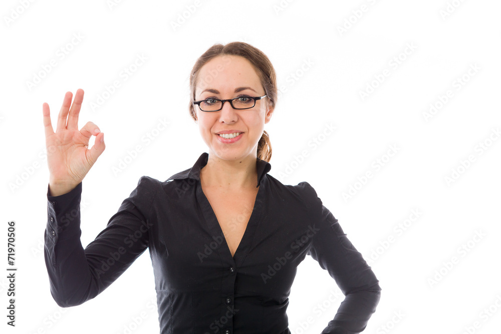 model isolated on plain background hand gesture ok sign model isolated on plain background hand gesture ok sign
