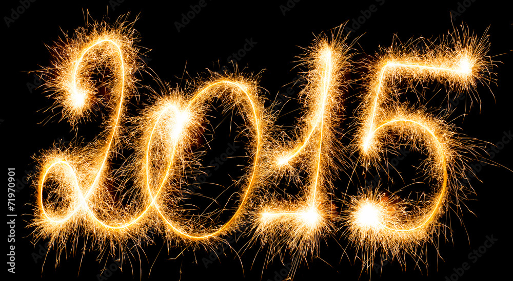 Happy New Year - 2015 with sparklers Happy New Year - 2015 with sparklers