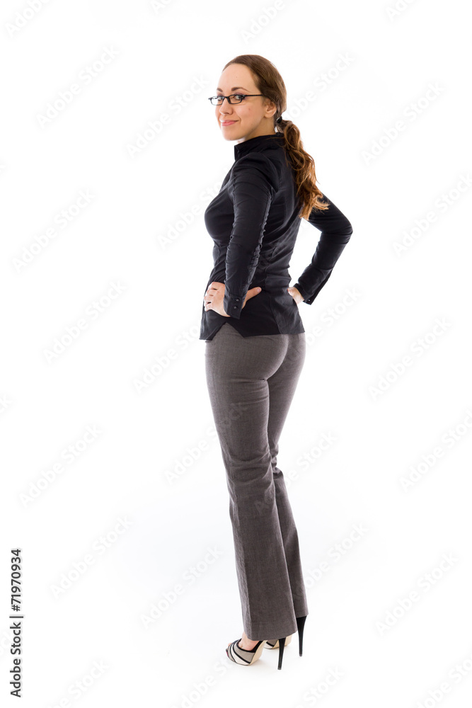 Fototapeta premium model isolated on plain background back turning around