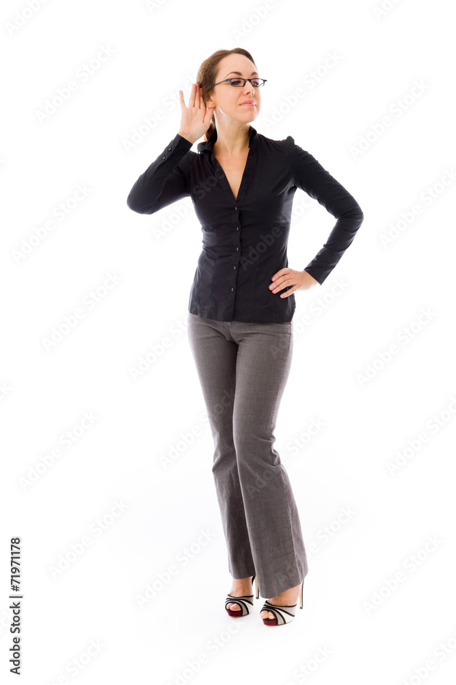 Fototapeta premium model isolated on plain background listening paying attention