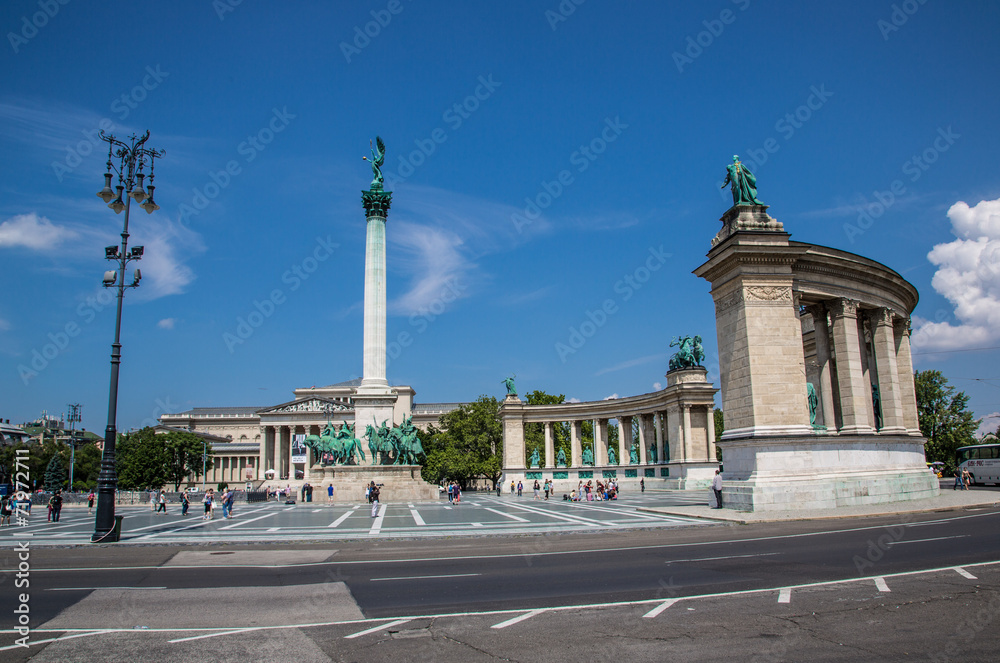 Hungary, Budapest Heroes' Square in the summer on a sunny day