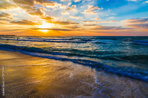 Dubai sea and beach, beautiful sunset at the beach