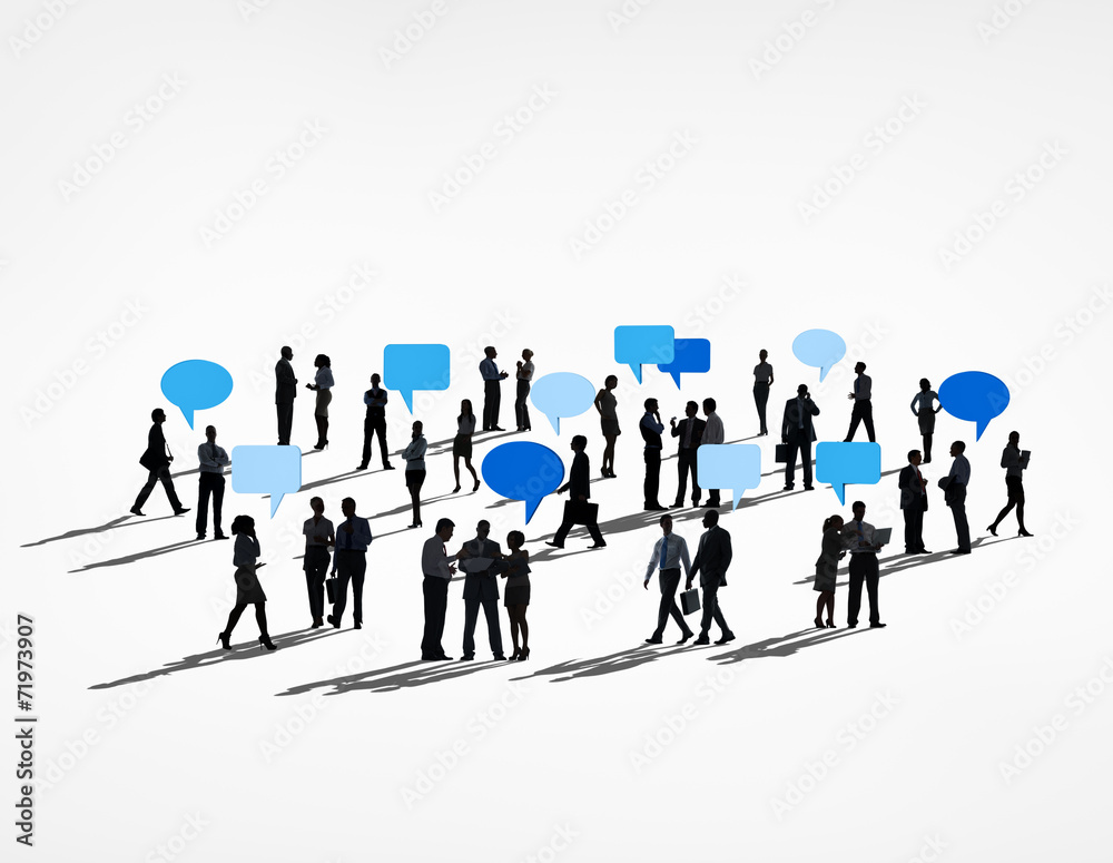 Silhouette of People and Global Communications Silhouette of People and Global Communications