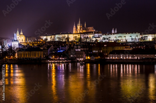 The View on Prague gothic Castle with Charles Bridge