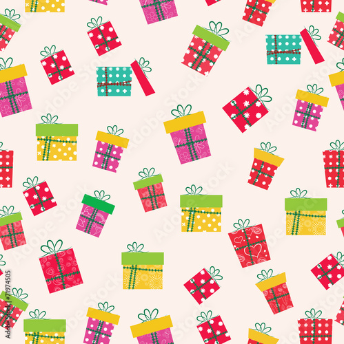 christmas gifts icons seamless pattern