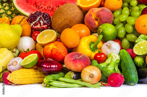 Group of fresh vegetables isolated on white