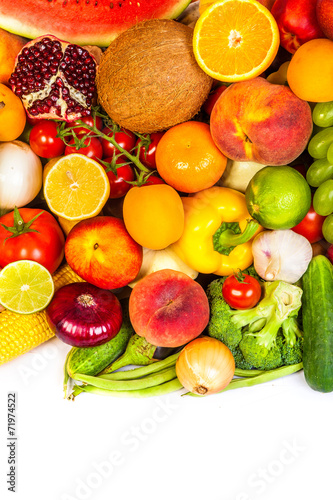 Group of fresh vegetables isolated on white