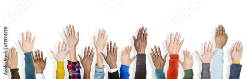 Group of Multiethnic Diverse Hands Raised