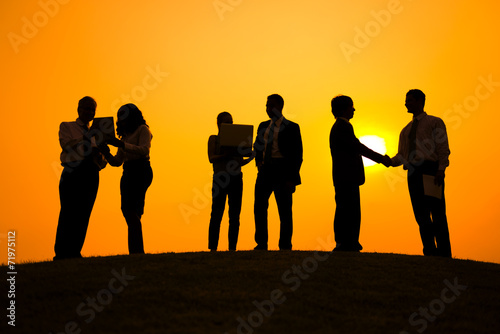 Business Meeting Outdoors Back Lit
