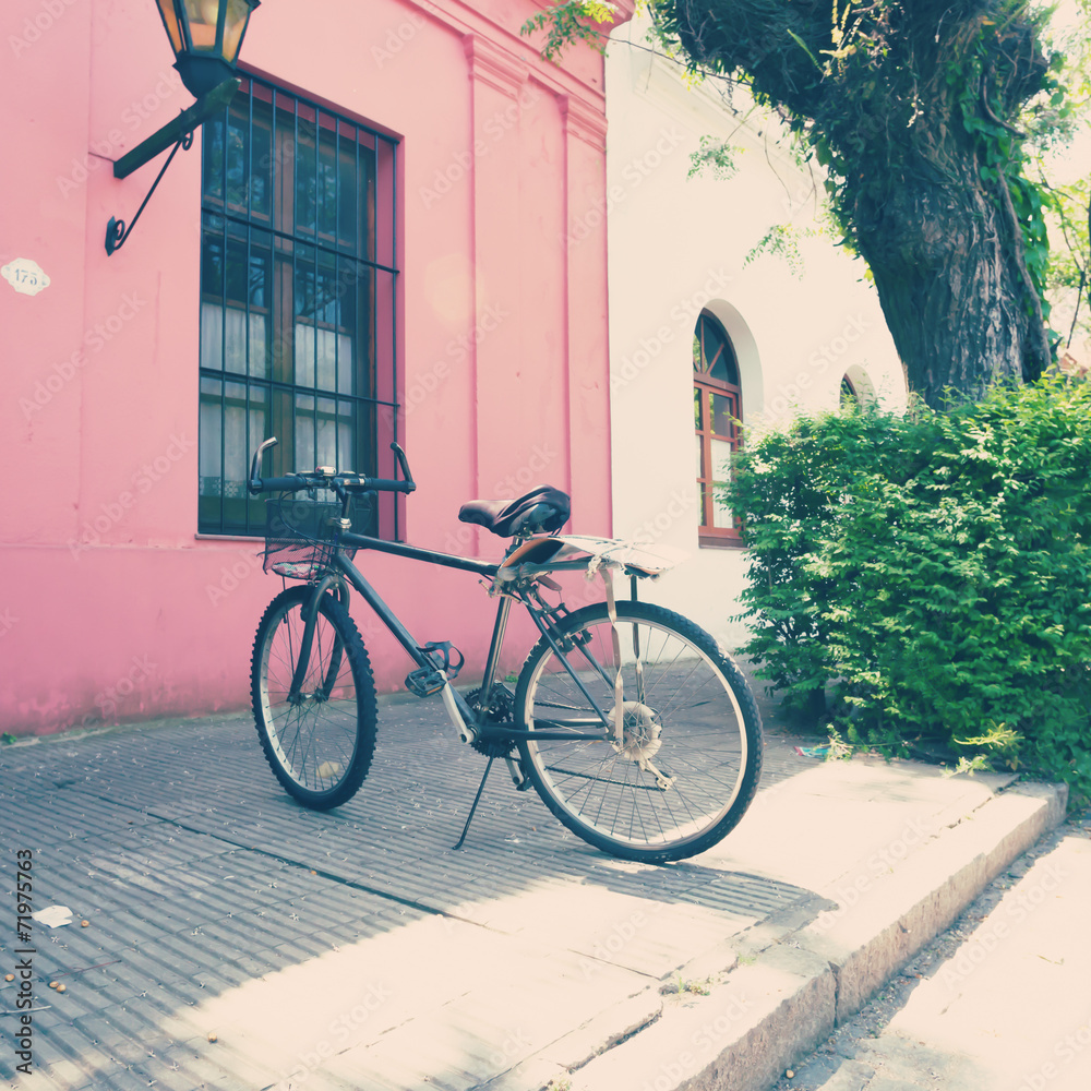 Vintage bicycle in a quiet street