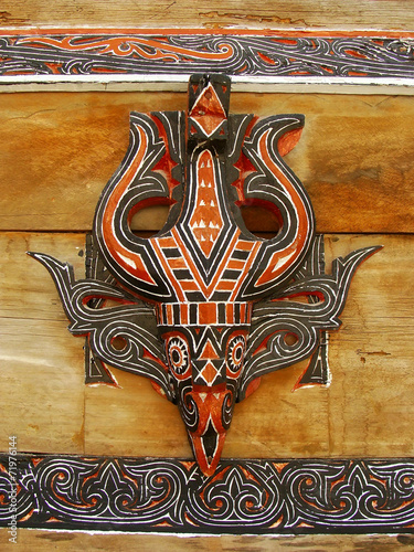 Traditional decoration of Batak house on Samosir island, Sumatra photo