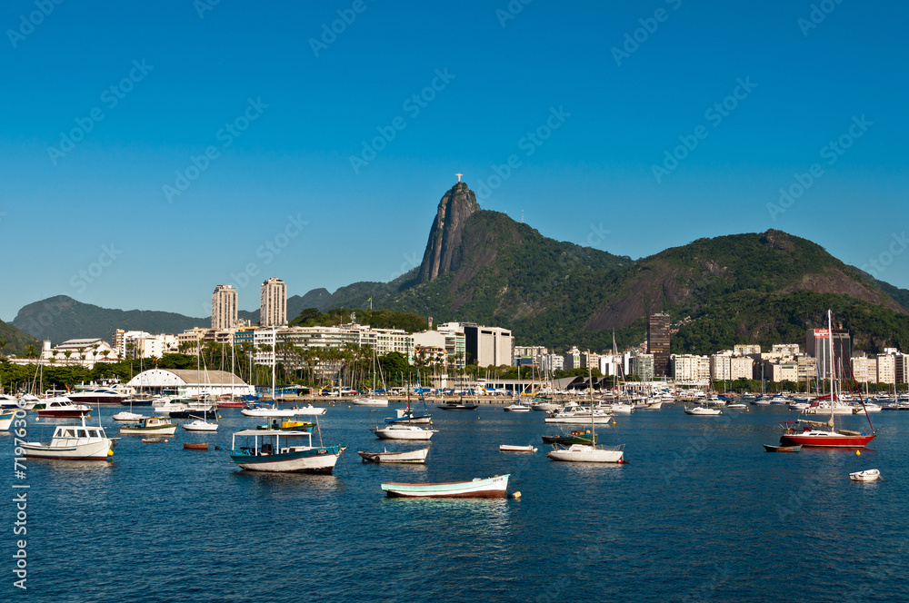 Rio de Janeiro City with Christ the Redeemer and Boats Rio de Janeiro City with Christ the Redeemer and Boats