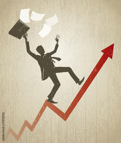 Businessman balance on line graph