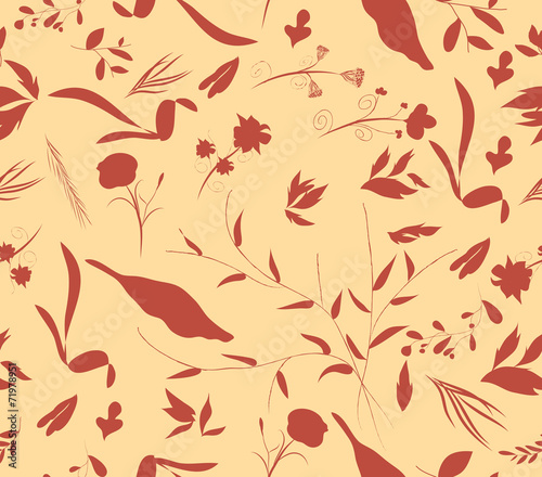 vintage seamless pattern autumn leaves and flower