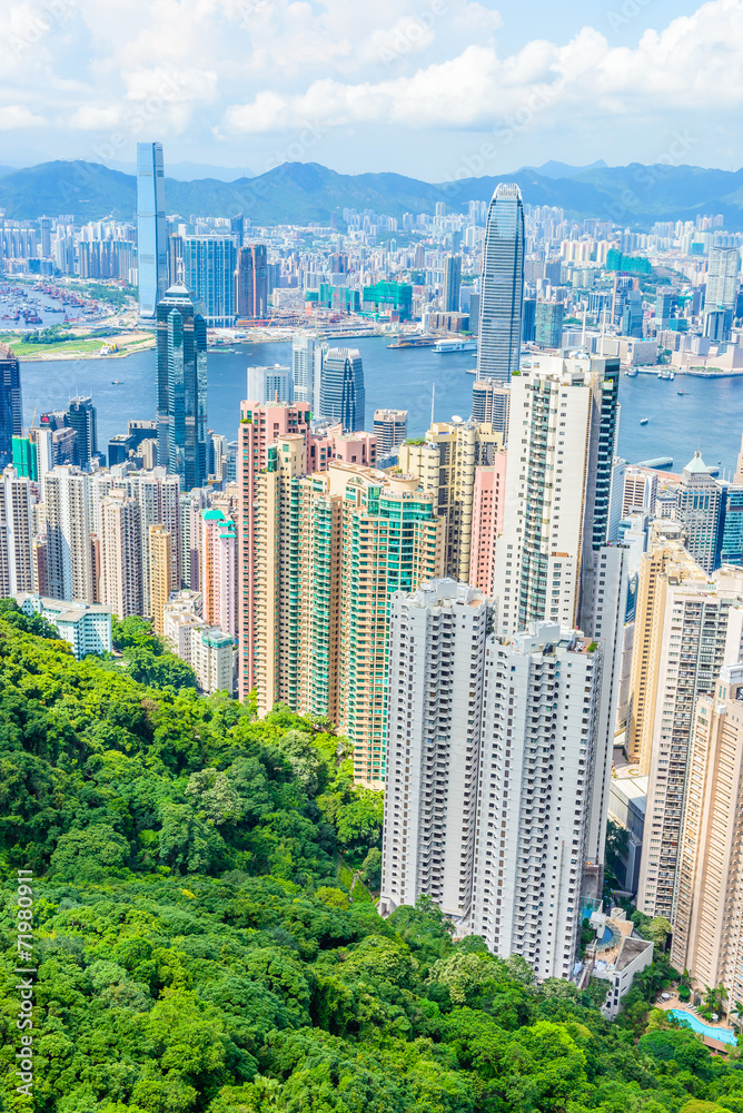 Obraz premium HONG KONG -August 8: Scene of the Victoria Harbour on August 8,