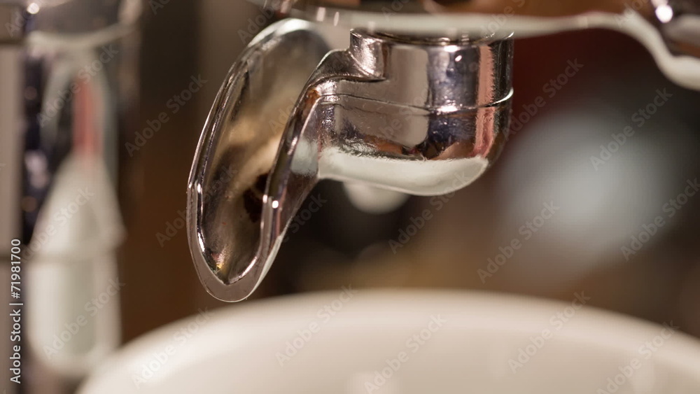 closeup video of extraction process from espresso machine, made 