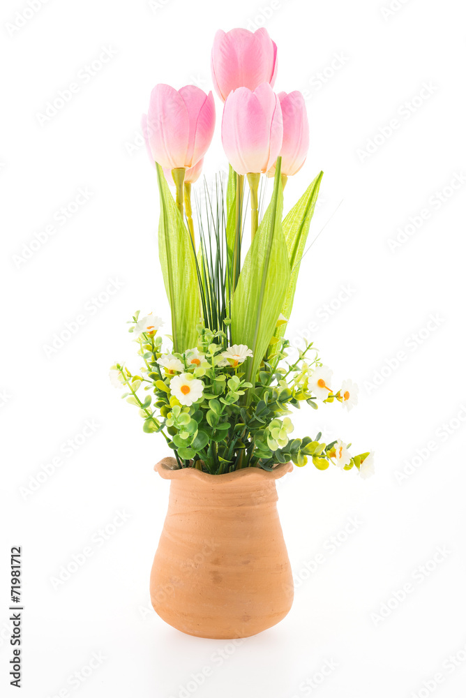 Vase flower isolated on white background