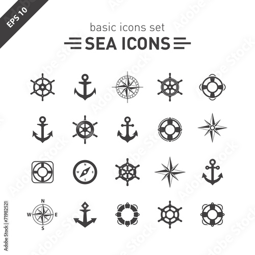 Sea icons set.