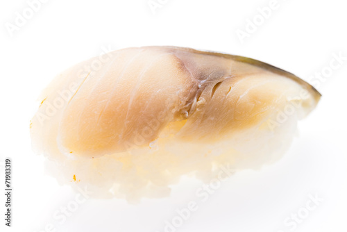 Saba sushi isolated on white