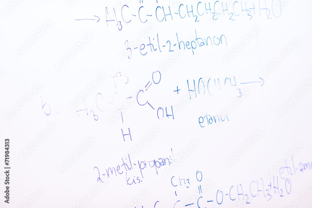 chemical molecule structure on white board