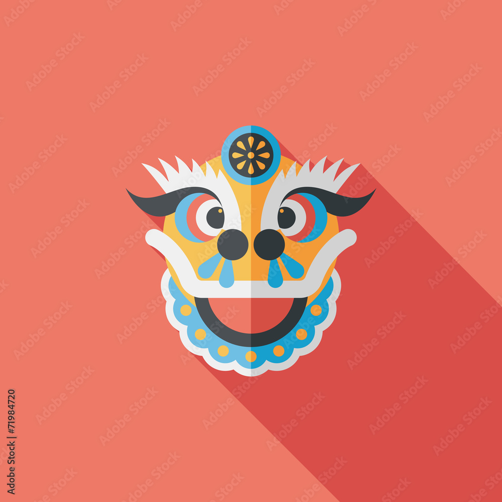 Chinese New Year flat icon with long shadow,eps10,The dragon and