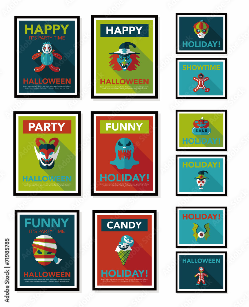 Halloween poster banner design flat background set, eps10 Halloween poster banner design flat background set, eps10