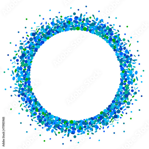 Confetti round frame in blue