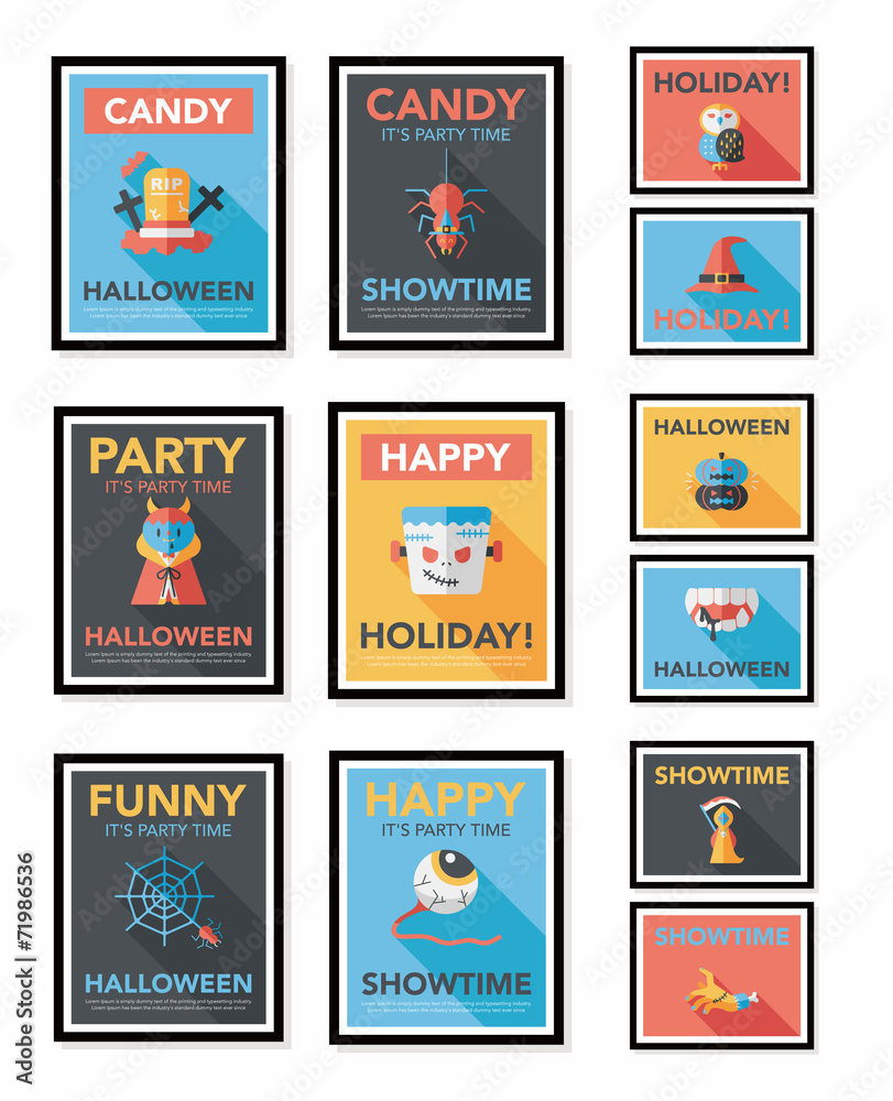 Halloween poster banner design flat background set, eps10 Halloween poster banner design flat background set, eps10