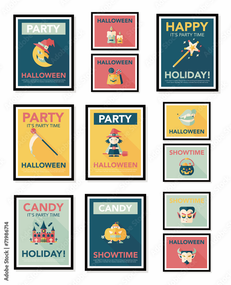 Halloween poster banner design flat background set, eps10 Halloween poster banner design flat background set, eps10