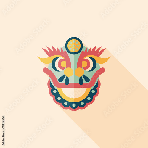 Chinese New Year flat icon with long shadow,eps10,The dragon and