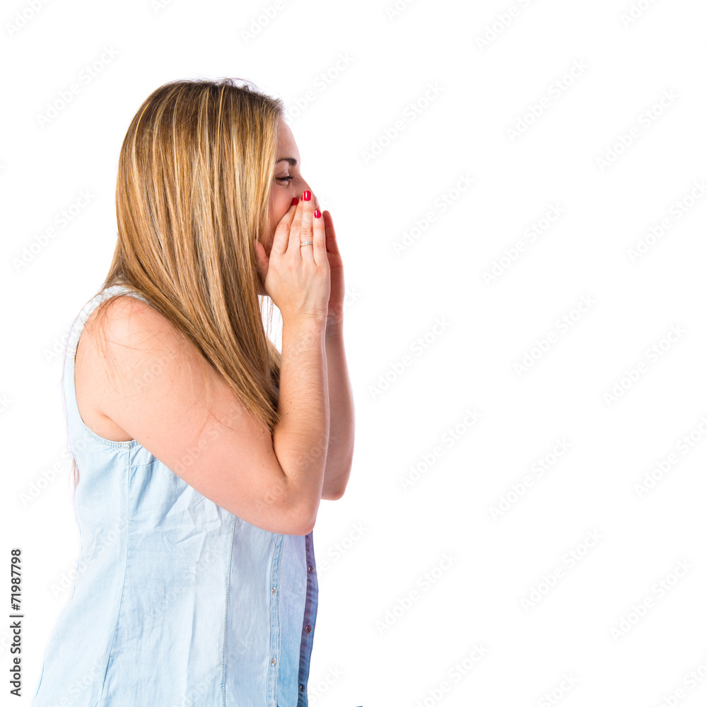 Girl shouting over isolated white background Girl shouting over isolated white background
