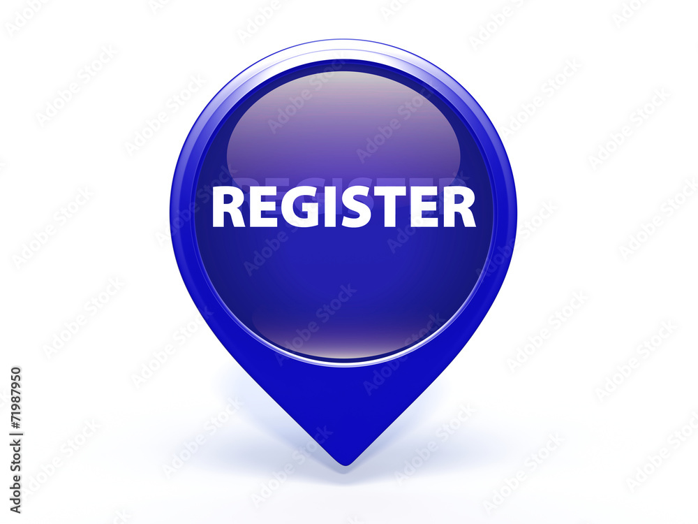 register pointer button on white background register pointer button on white background