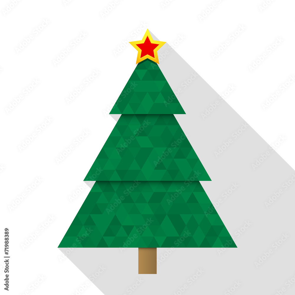 Fototapeta premium Abstract Christmas tree with long shadow on white