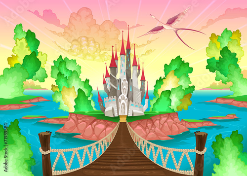Fantasy landscape with castle.