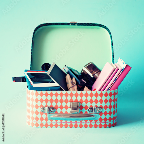 Vintage lunchbox with objects