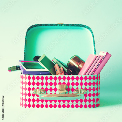 Vintage lunchbox with objects