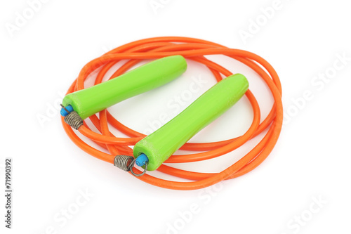 old used skipping rope on white background