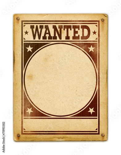 Wanted poster isolated on white photo