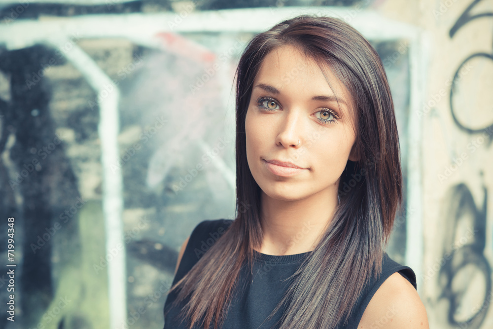 young beautiful brunette straight hair woman young beautiful brunette straight hair woman