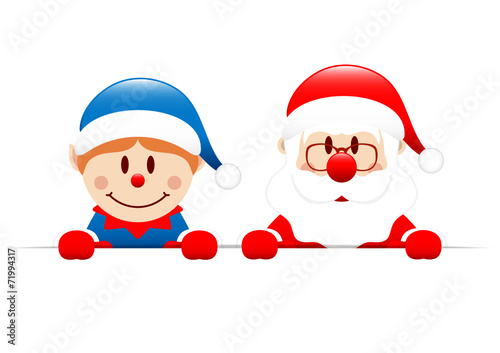 Blue Elf & Santa Banner