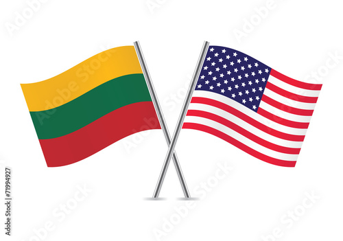 Fotografie American and Lithuanian flags. Vector illustration.