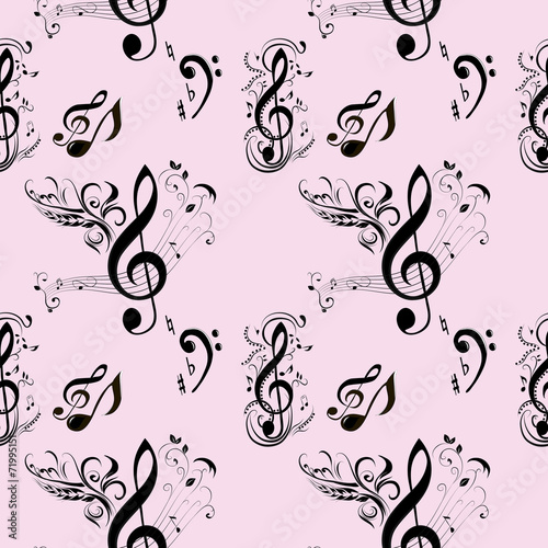Vector Seamless Pattern with music notes