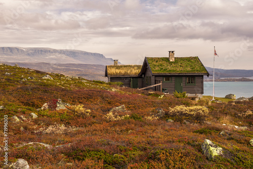 Cabin with turf roof near Hardangervidda National Park, Buskerud #71996303