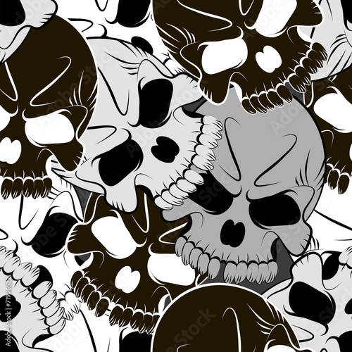 Vector Seamless pattern with skulls and bones  background