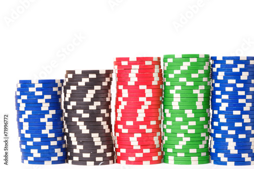 Gaming chips. Isolated on white background