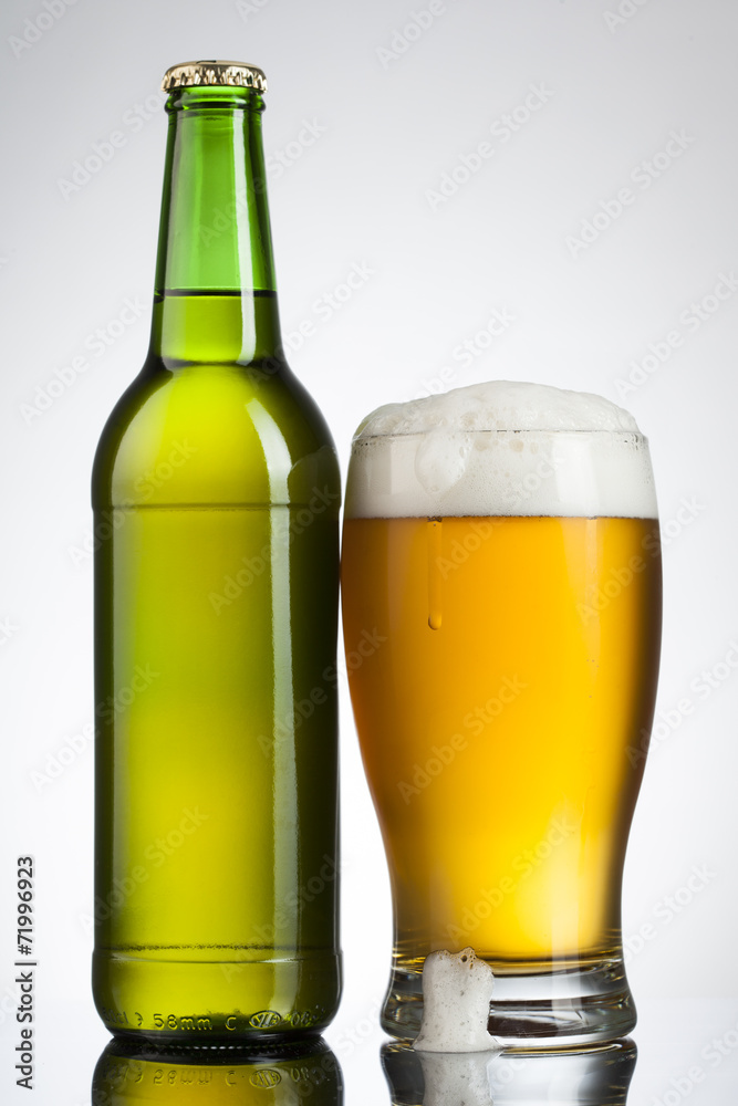Beer in glass and bottle ready for branding