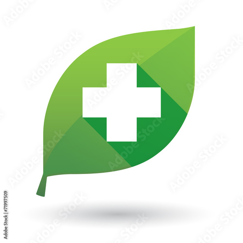 Green leaf icon with a pharmacy sign