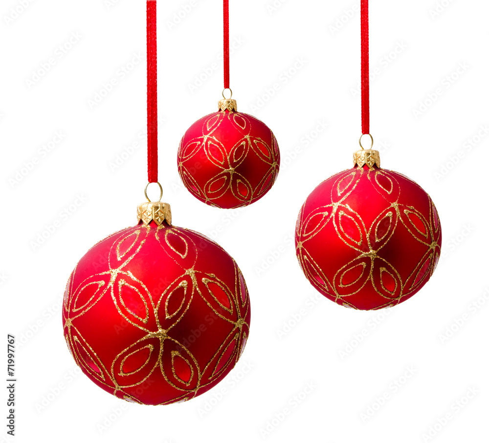 Hunging red christmas ball isolated Hunging red christmas ball isolated