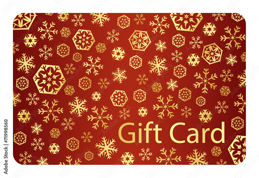 Exclusive red christmas gift card with golden snowflakes Exclusive red christmas gift card with golden snowflakes