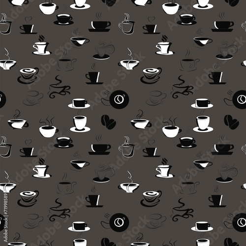 Seamless pattern background with coffee cups